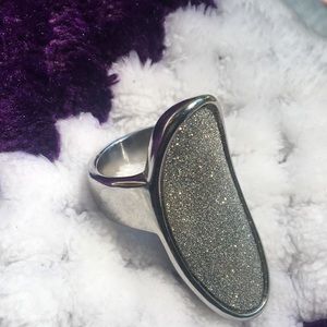 EM7 Stately Sterling Sparkle Saddle Ring